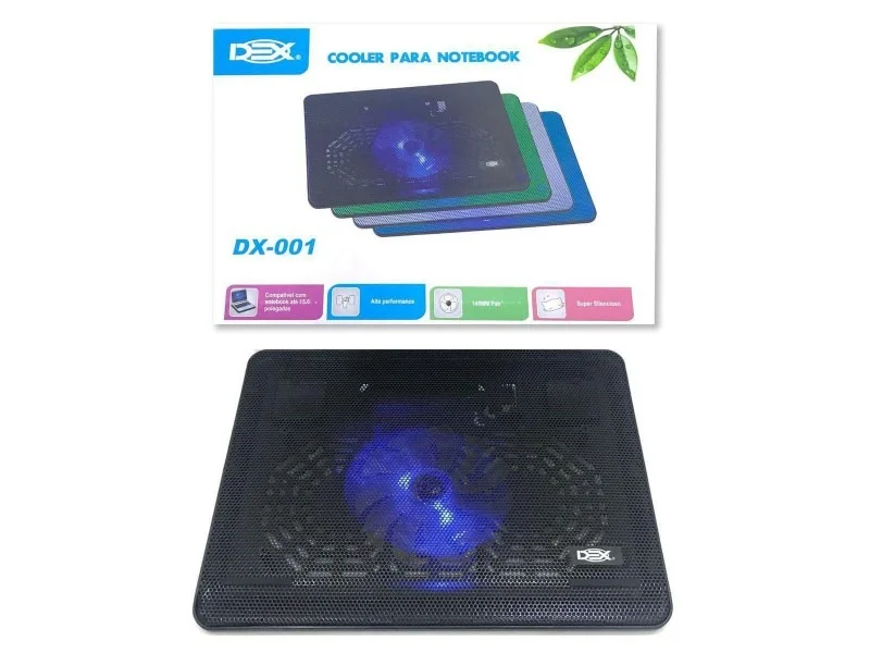 Notebase Com Cooler Dex Dx-001-pt C/led Azul Cod: 3425